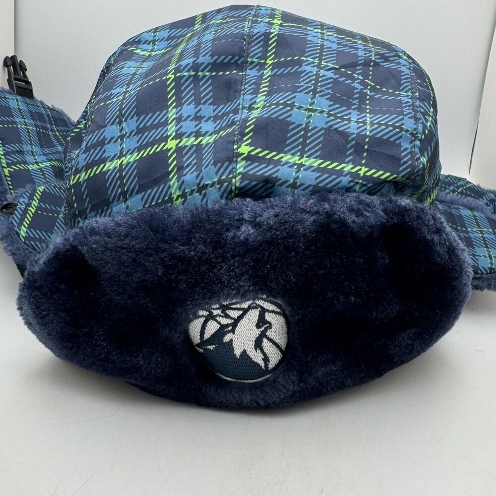 Minnesota Timberwolves Trapper Hat Jack Link's Plaid Faux Fur Ear Flaps Winter